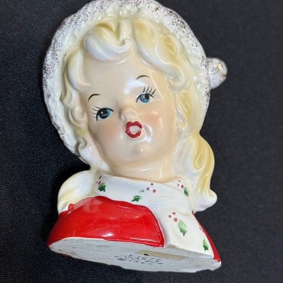 INARCO Vintage 1964 Christmas Young Girl Head Vase E1274 - Picture 8 of 14
